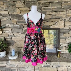 SOLD JOHNNY WAS BIYA Silk mini floral dress size XS/S